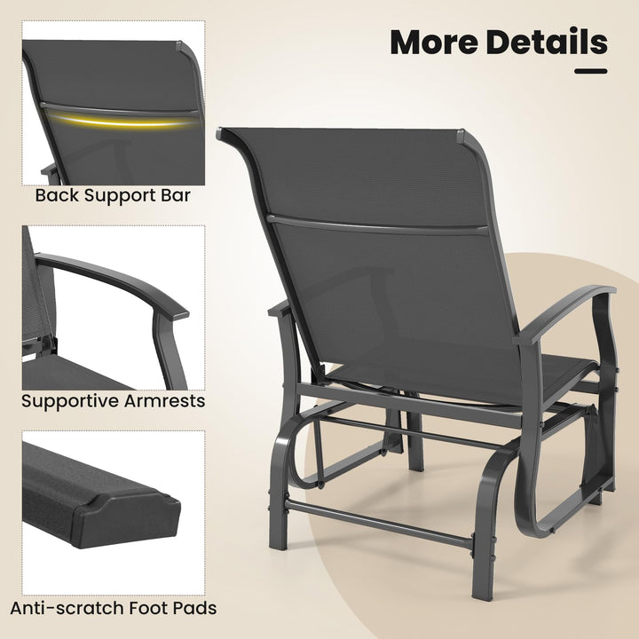 Giantex 2-Pack Outdoor Glider Rocking Chairs with Ergonomic Backrest &amp; Seat