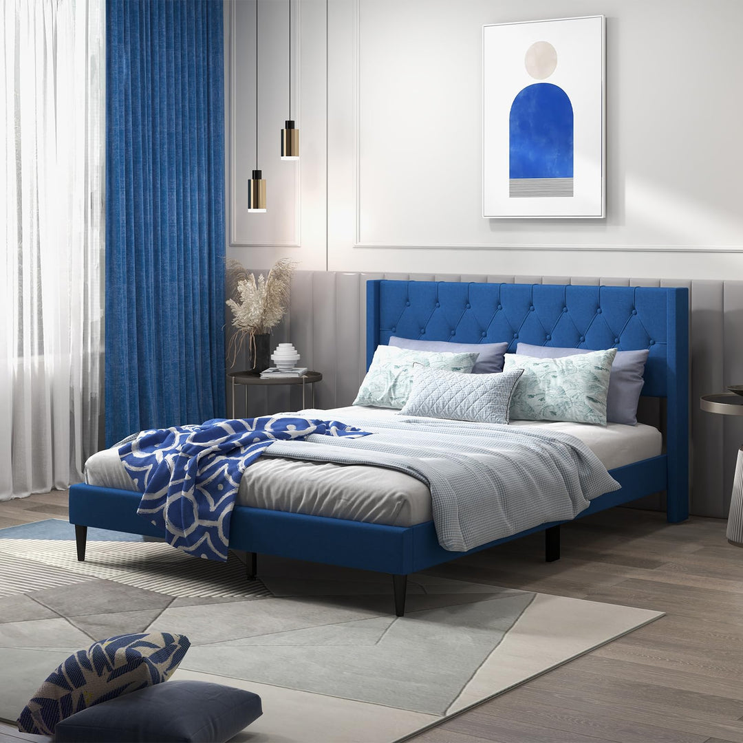 Giantex Queen/Twin Size Platform Bed Frame with Wingback