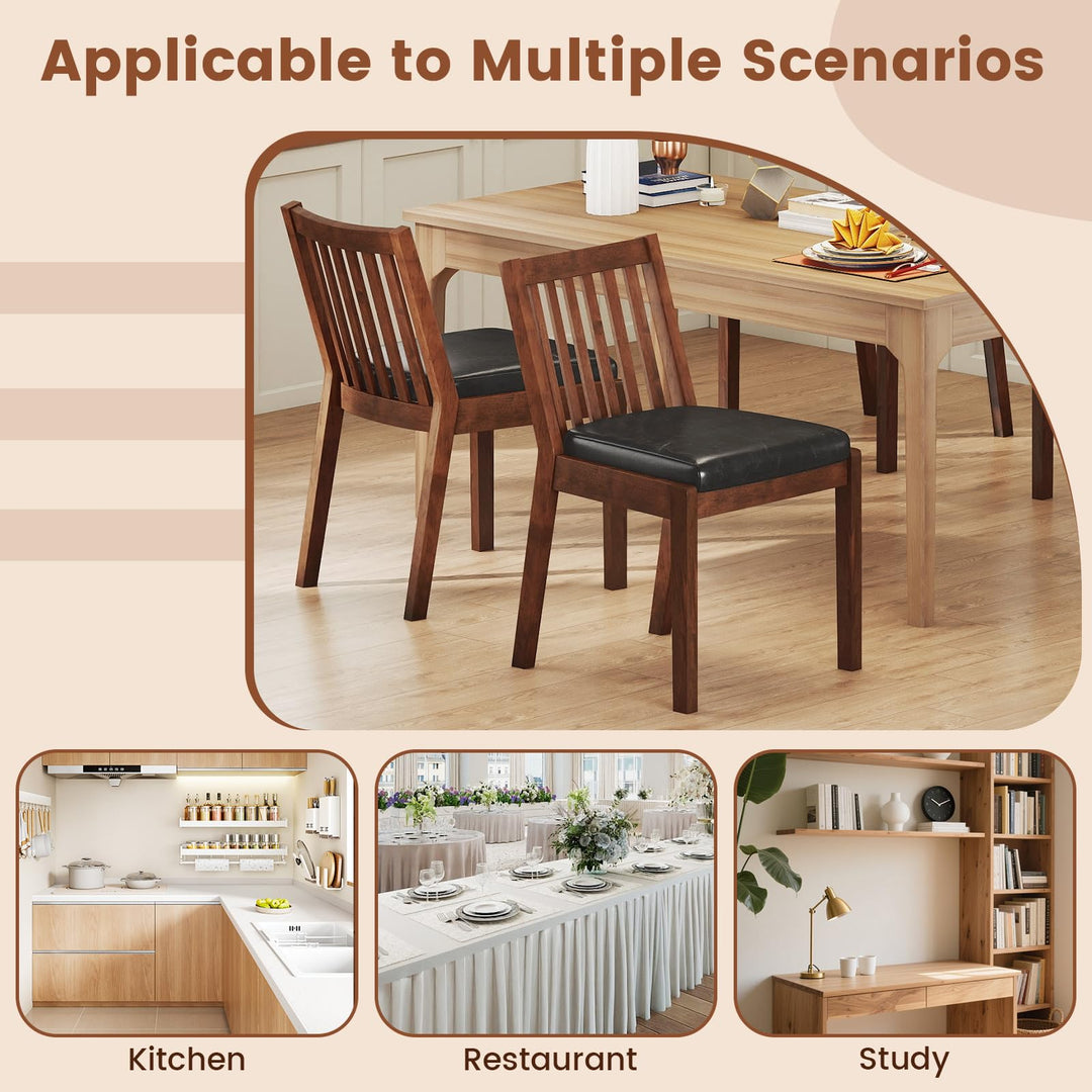 Giantex PU Leather Upholstered Kitchen Chairs w/Rubber Wood Frame Padded Seat
