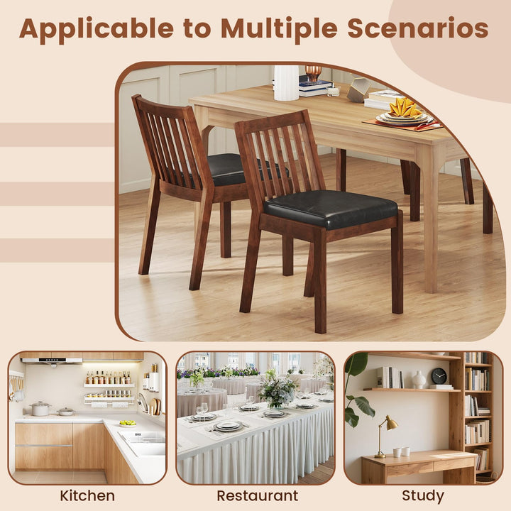 Giantex PU Leather Upholstered Kitchen Chairs w/Rubber Wood Frame Padded Seat