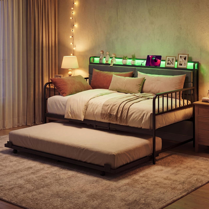Giantex Daybed with Trundle Twin Bed Frame