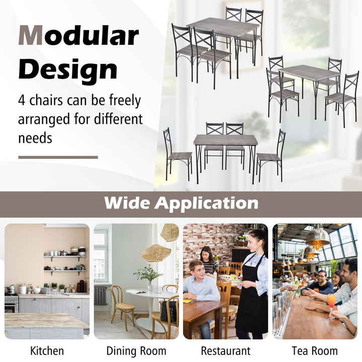 Giantex 5-Piece Dining Table Set, Modern Rectangular Dining Table &amp; 4 Dining Chairs Set with Metal Frame