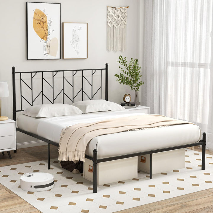 Giantex Queen/Full/Twin Size Metal Bed Frame with Victorian Style Headboard
