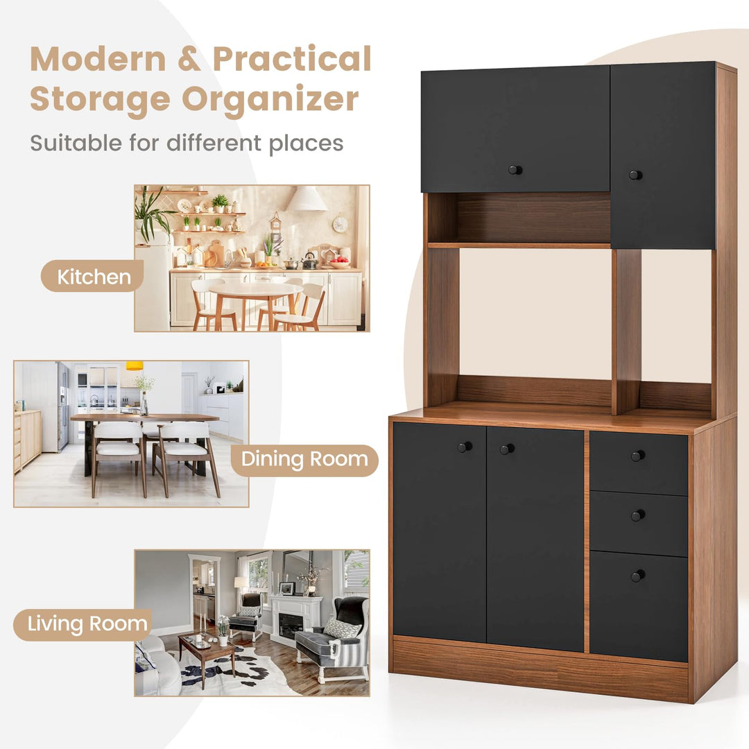 Giantex Kitchen Pantry, Buffet Hutch with 3 Storage Cabinet, 71&
