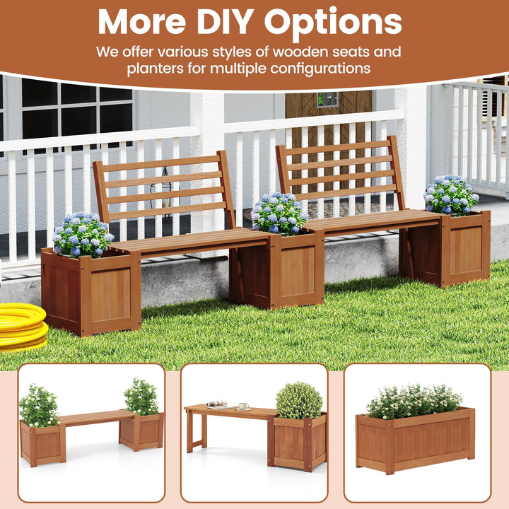 Giantex 2-in-1 Outdoor Bench with Backrest &amp; 2 Raised Garden Beds