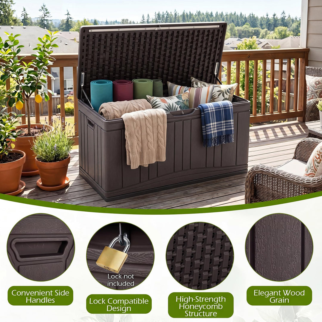 Giantex 80 Gallon Patio HDPE Storage Bin with Gas Struts &amp; Lock-Compatible Lid