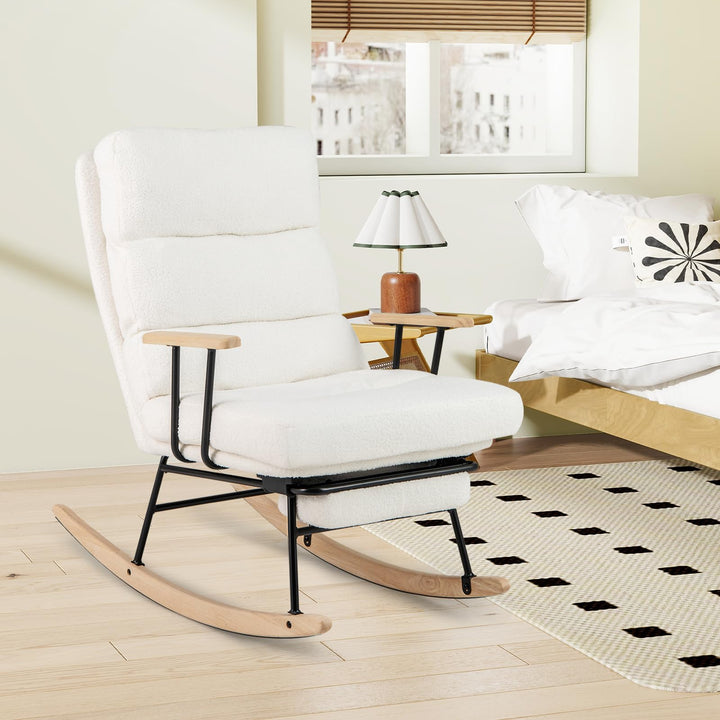 Giantex Nursery Rocking Chair Teddy Velvet Upholstered Rocking Chair