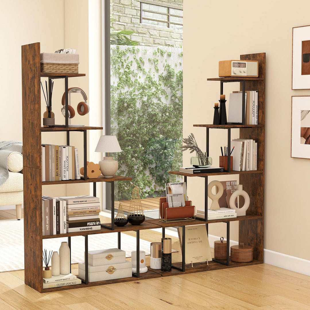 Giantex 5-Tier Stepped Bookshelf | 62" Tall Ladder Corner Bookcase W/Stable Metal Support