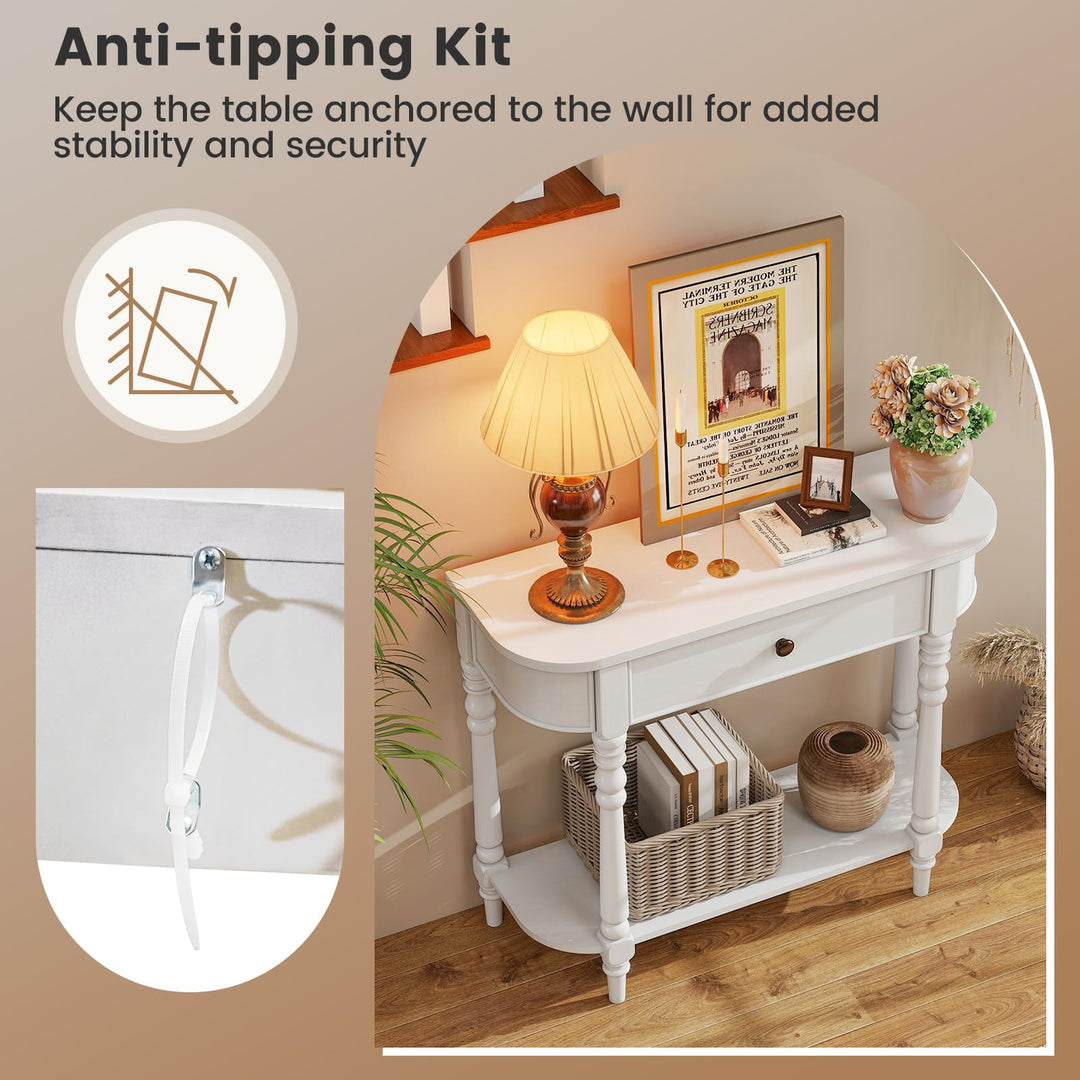 Giantex 36" Wooden Entryway Table with Storage Drawer &amp; Open Shelf