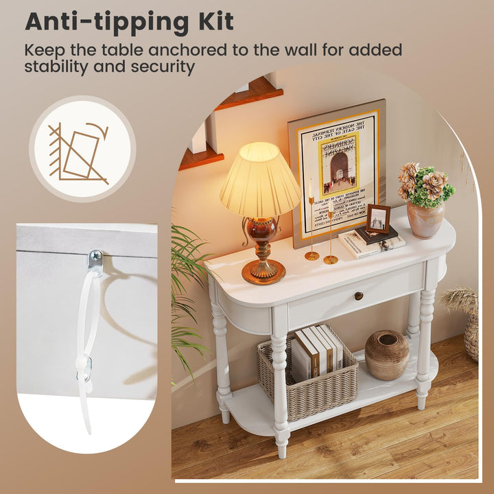 Giantex 36" Wooden Entryway Table with Storage Drawer &amp; Open Shelf