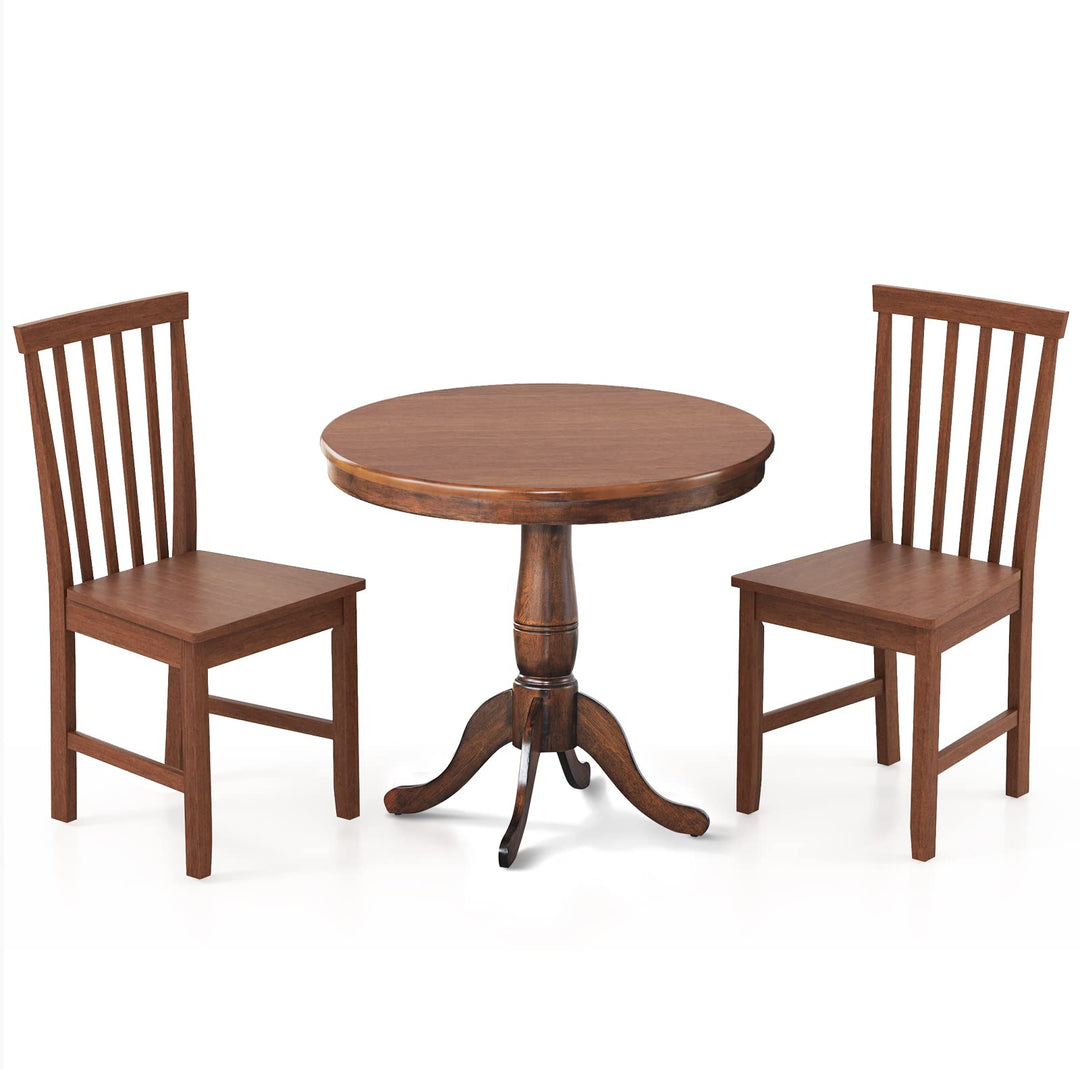 3-Piece Kitchen Table Set, Mid-Century Round Dining Table &amp; Chairs Set for 2, Walnut