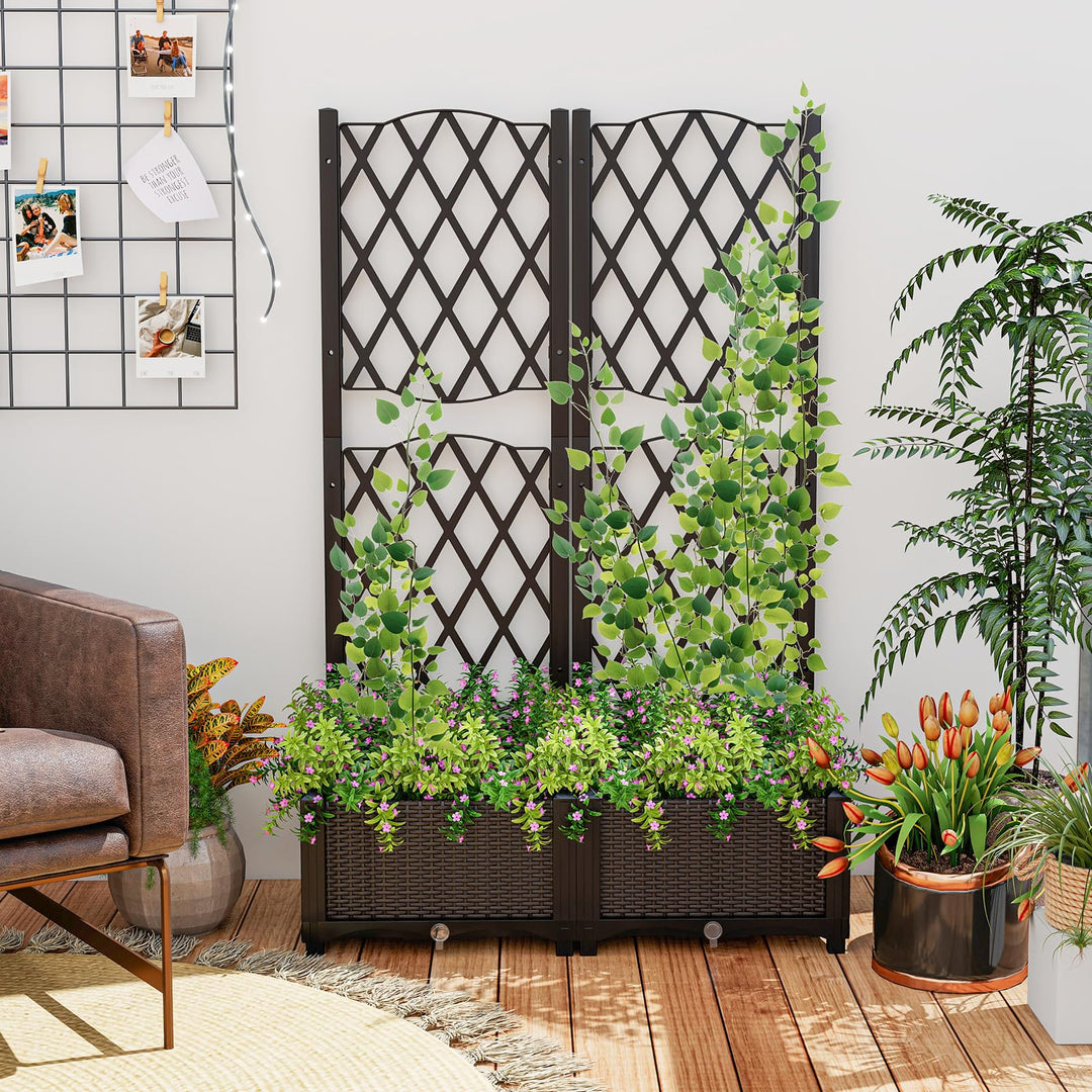 Giantex 2 Pack Raised Garden Beds with Trellis