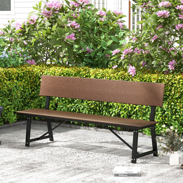 Giantex Outdoor Bench, 4-Person 72 Inches Garden Bench with Weatherproof HDPE Backrest &amp; Seat