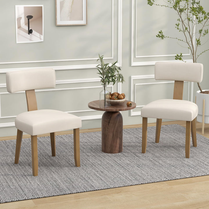 Giantex Upholstered Dining Chairs Set, Mid Century Modern Kitchen Chairs w/Curved Backrest &amp; Rubber Wood Legs