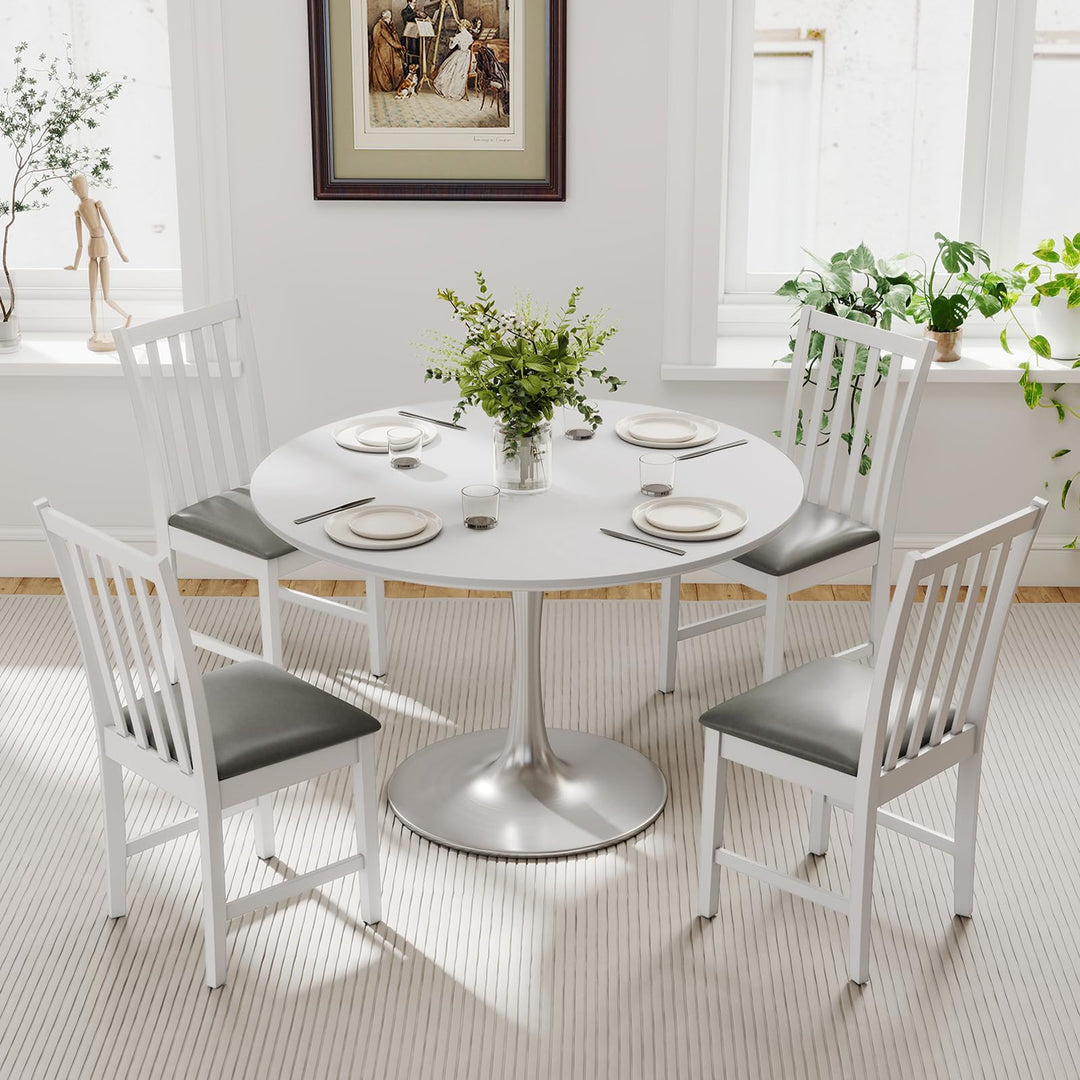 Giantex Wooden Dining Chairs Set of 2/4 Faux Leather Upholstered Kitchen Chair w/Rubber Wood Legs