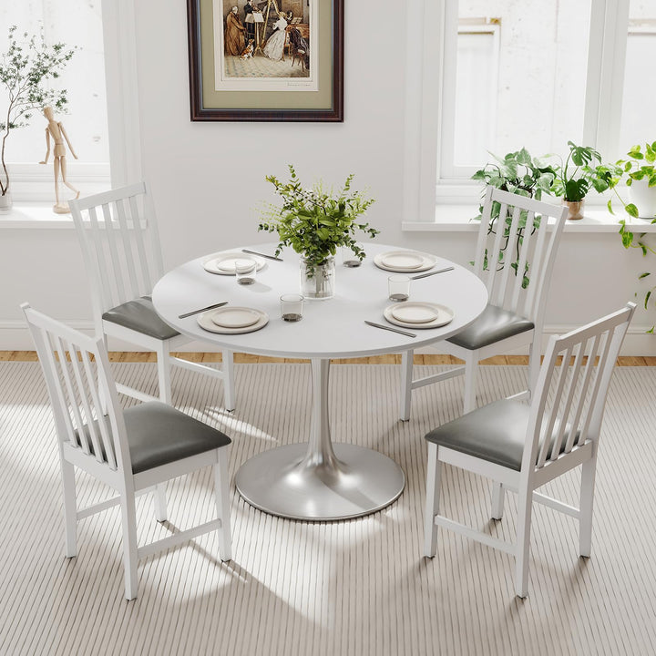 Giantex Wooden Dining Chairs Set of 2/4 Faux Leather Upholstered Kitchen Chair w/Rubber Wood Legs