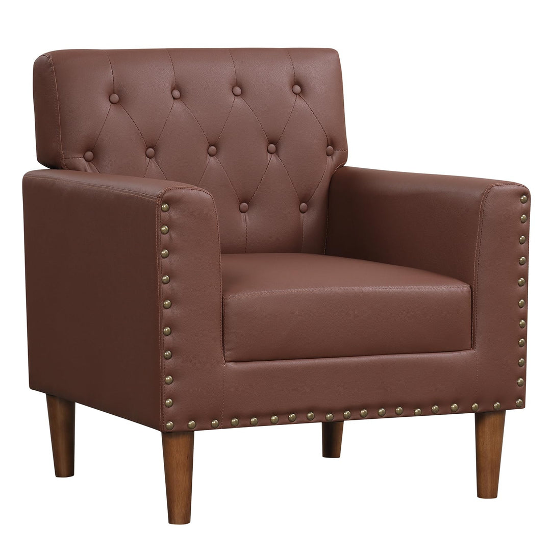 Giantex Mid Century Modern Accent Chair with Button Tufted Decoration and Rivets