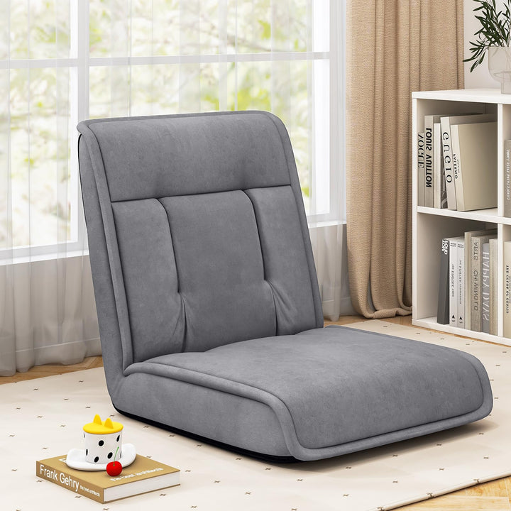 Giantex Floor Chair, Lazy Sofa with 14-Poistion Adjustable Backrest &amp; 5-Position Adjustable Headrest, Padded Sleeper Bed