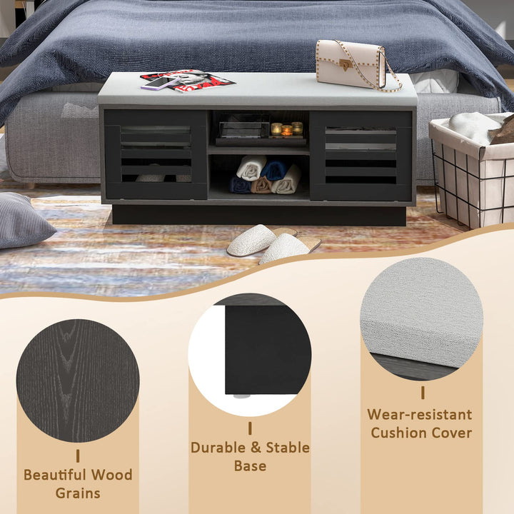 Giantex Entryway Shoe Storage Bench - Shoe Rack w/Seat Cushion &amp; 6 Storage Compartments