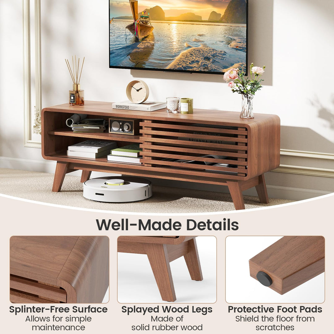 Giantex TV Stand for TVs up to 55" with Sliding Door and Adjustable Shelves for Living Room