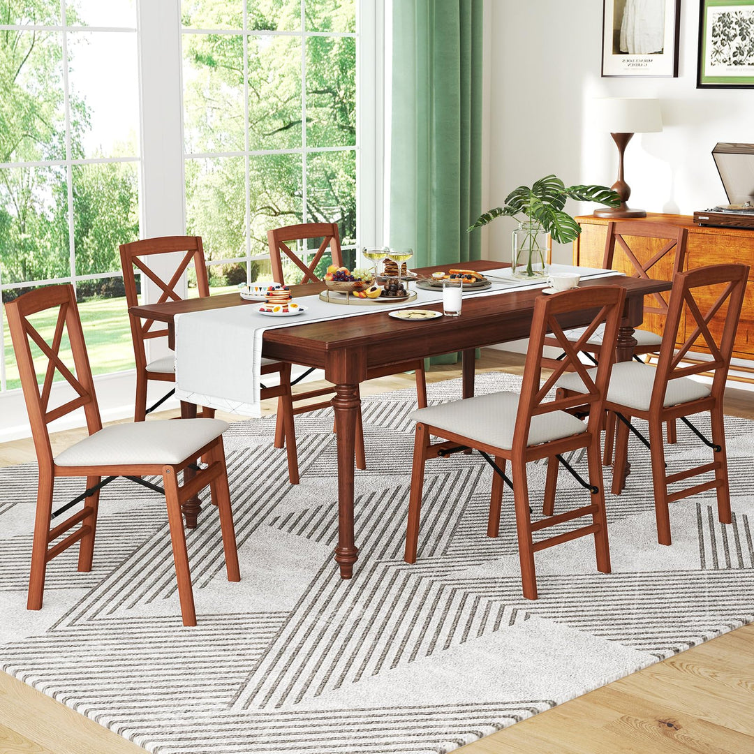 Giantex Folding Dining Chairs Set of 2/4, Modern Kitchen Chairs w/Padded Seat &amp; Cross Backrest