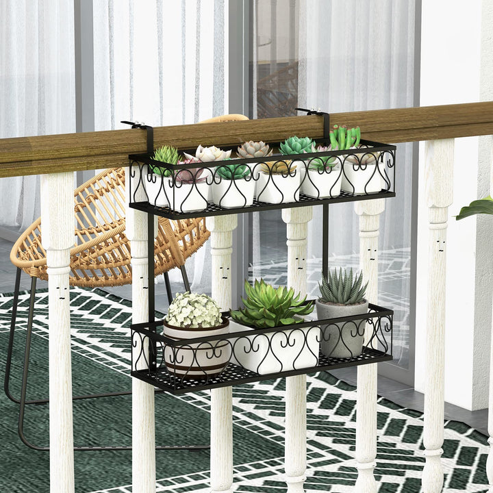 Giantex Balcoy Flower Pot Stand Rack w/ Adjustable Hooks &amp; 2 Planter Baskets