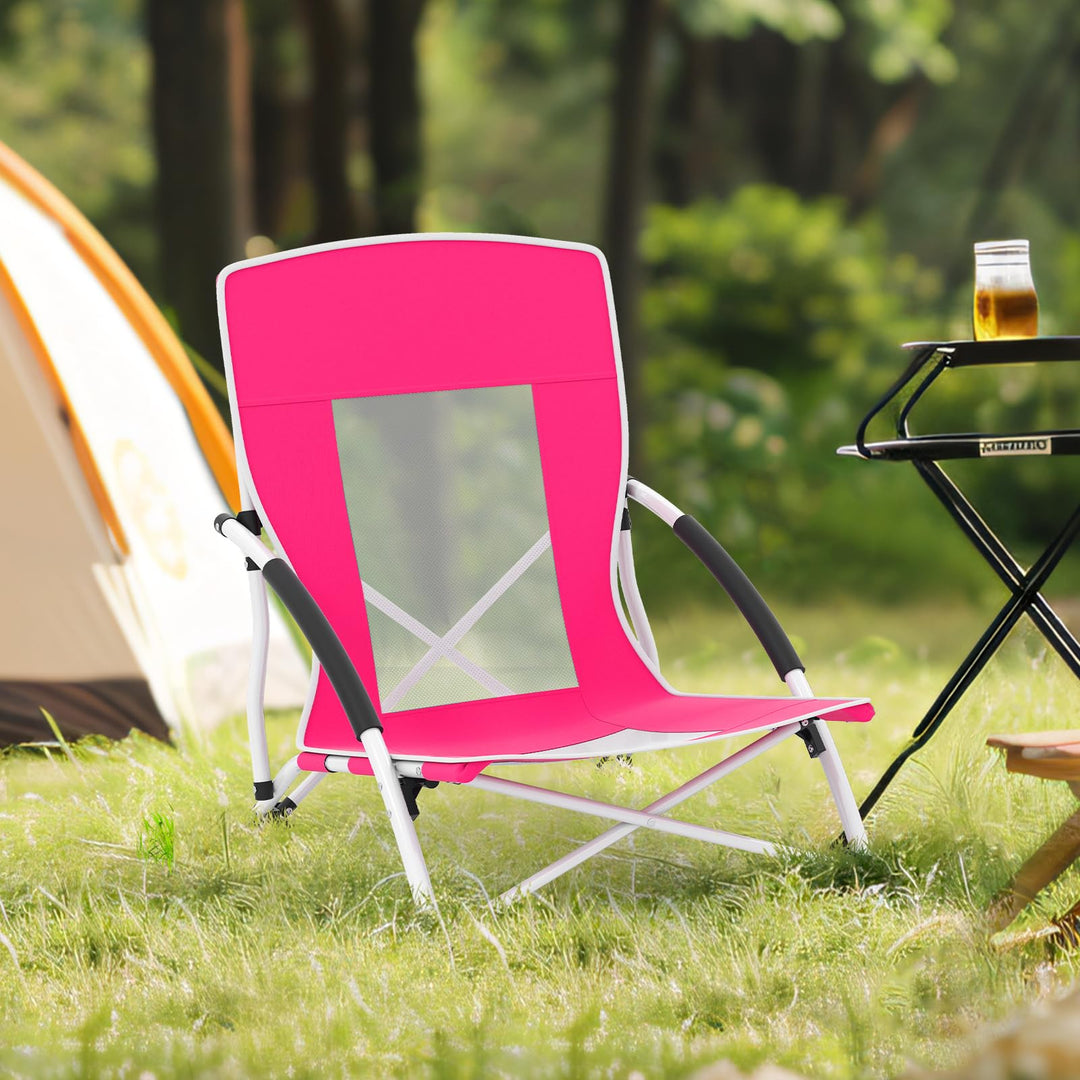 Giantex Low Folding Beach Chair with Detachable &amp; Adjustable Umbrella
