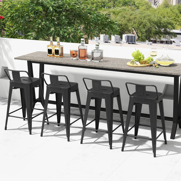 Giantex Metal Bar Stools Set of 4, 24" Counter Height Modern Industrial Barstools w/Removable Bucket Back &amp; Footrest