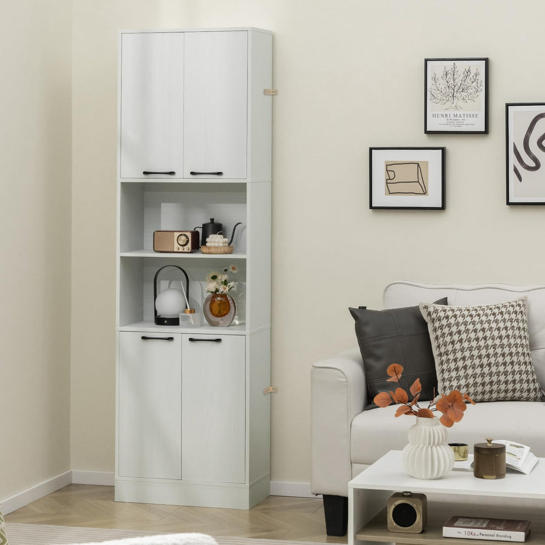 Giantex Kitchen Pantry Cabinet, 75” Tall Freestanding Cupboard with Doors &amp; Shelves