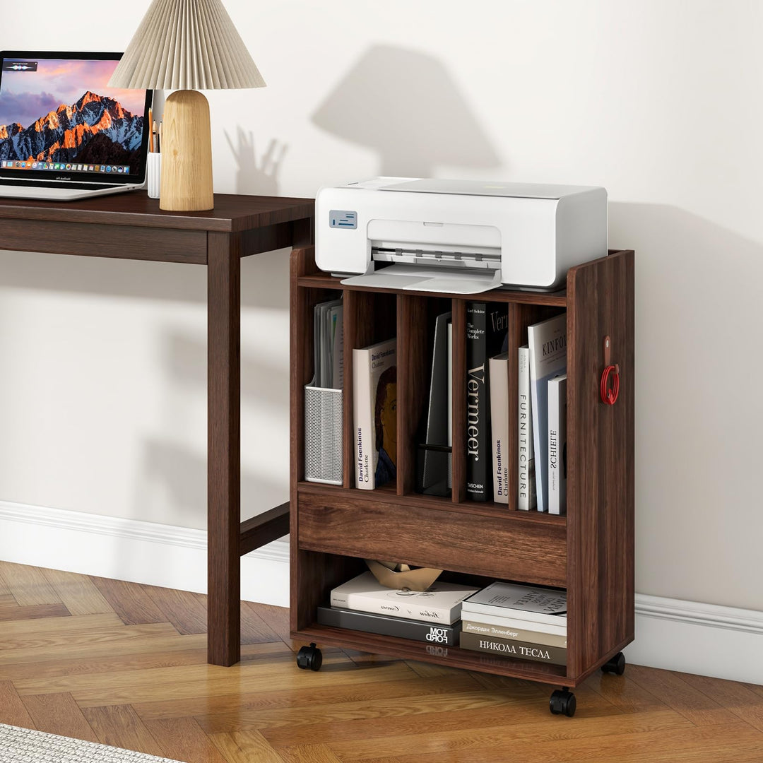 Giantex Record Player Stand, Rolling Turntable Stand with Drawer, Hook &amp; Lockable Wheels