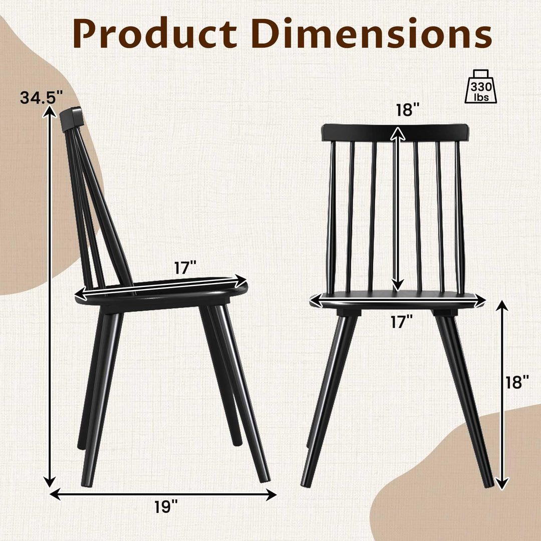 Giantex Windsor Dining Chairs Set of 2/4 Farmhouse Wooden Black Kitchen Chairs