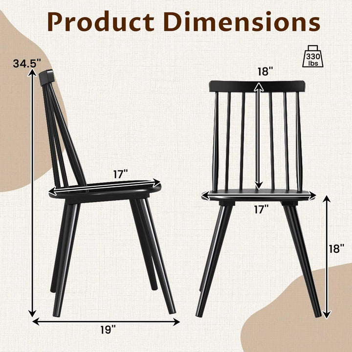 Giantex Windsor Dining Chairs Set of 2/4 Farmhouse Wooden Black Kitchen Chairs