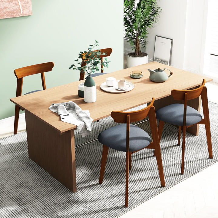 Giantex Wooden Dining Chairs Set, Mid-Century Kitchen Chairs w/Padded Seat &amp; Curved Backrest