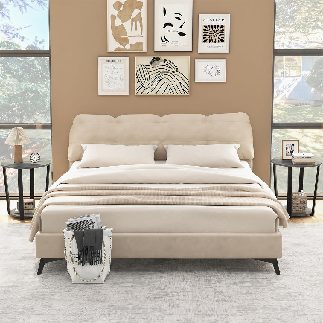 Giantex Round End Table with Open Storage Shelf and Metal Frame