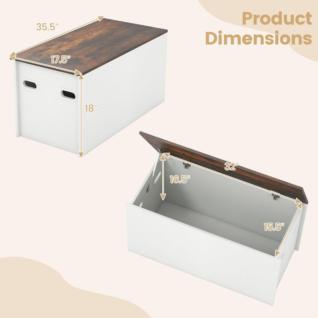Giantex Flip-top Storage Chest, Lift Top Storage Bench w/Pneumatic Rod &amp; Safety Hinges