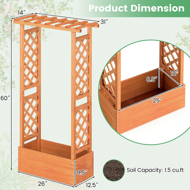 31" x 12.5" x 60" Raised Garden Bed with 2-Sided Trellis &amp; Hanging Roof