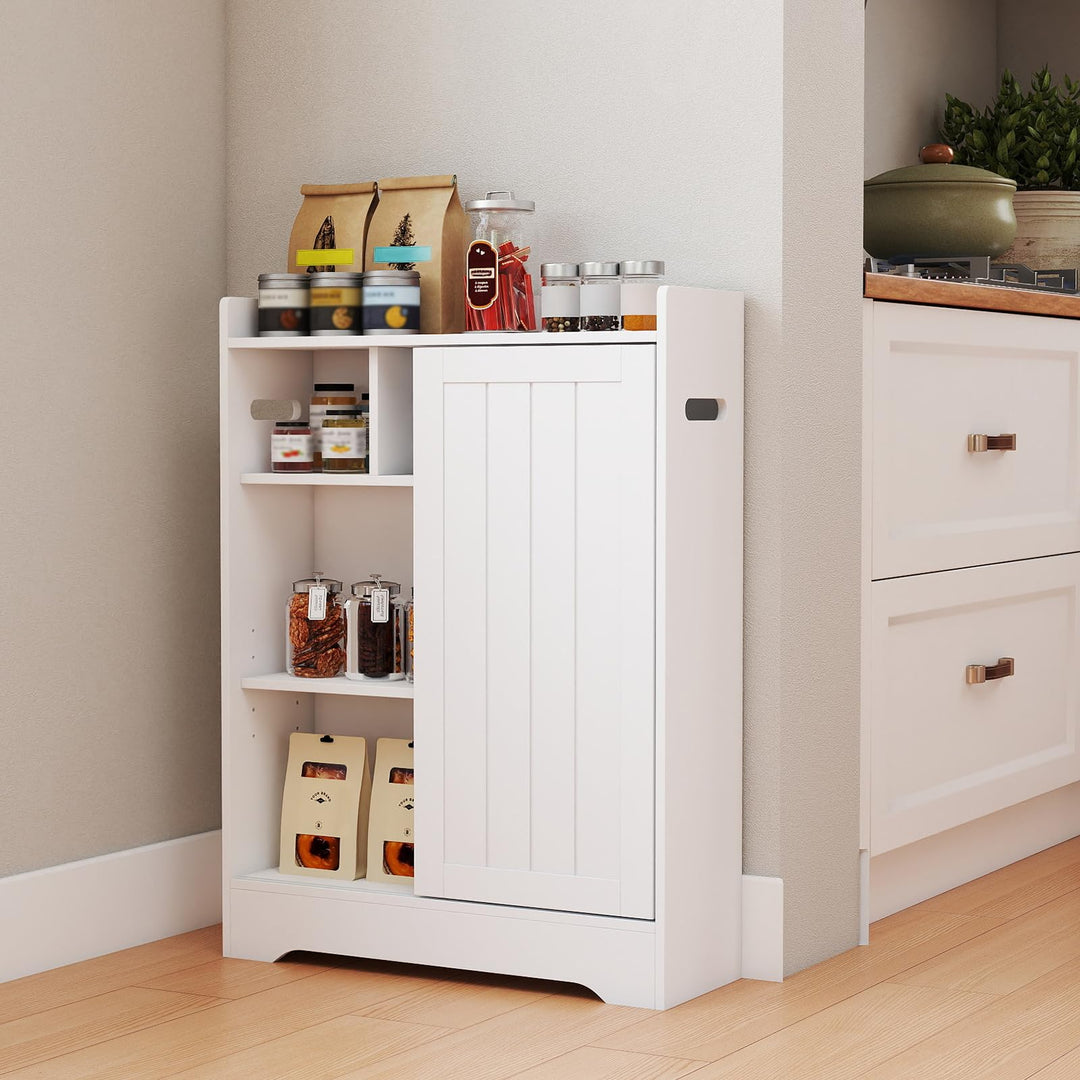 Giantex Bathroom Slim Storage Cabinet w/2 Sliding Doors &amp; Adjustable Shelves