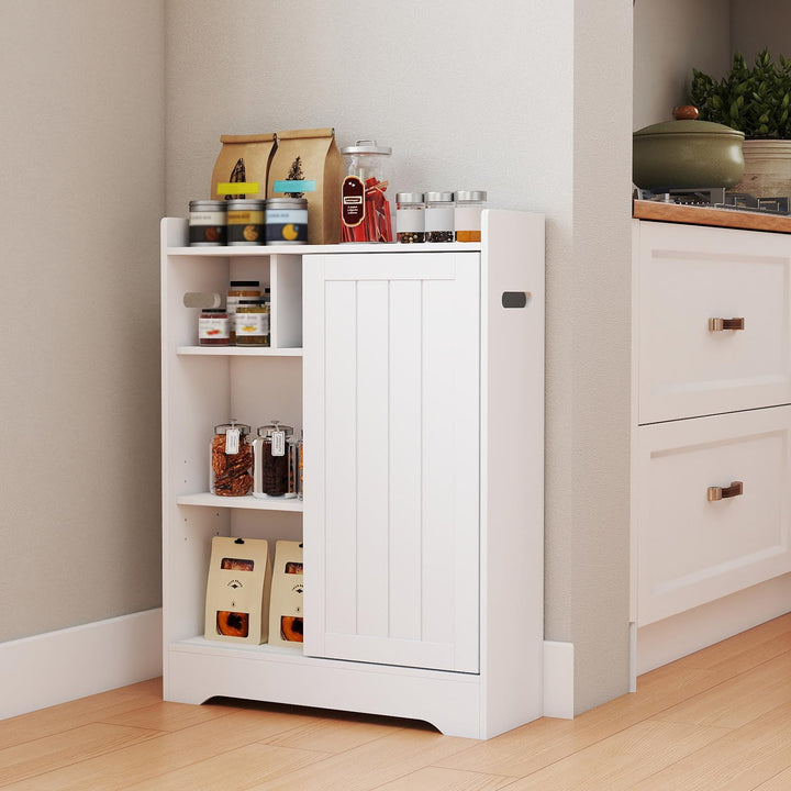 Giantex Bathroom Slim Storage Cabinet w/2 Sliding Doors &amp; Adjustable Shelves