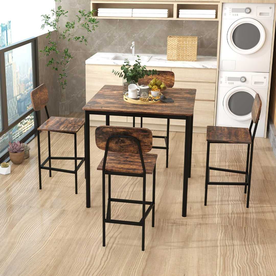 Giantex 5-Piece Dining Table Set W/Counter Height Table &amp; 4 Bar Stools