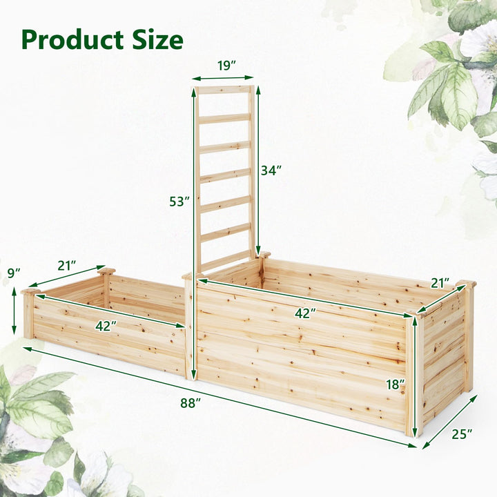 Giantex Raised Garden Bed with Trellis, Set of 2 Wood Shallow &amp; Deep Planter Box for Climbing Plants
