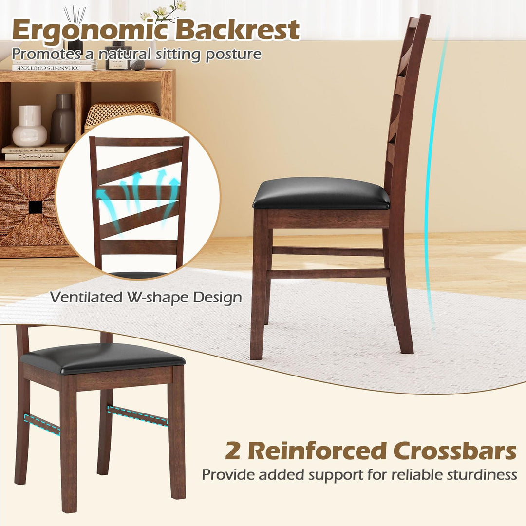 Giantex Wooden Dining Chairs Set of 2/4 Farmhouse Kitchen Chairs with Rubber Wood Legs