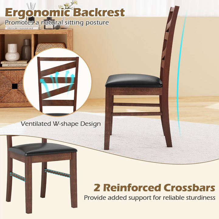 Giantex Wooden Dining Chairs Set of 2/4 Farmhouse Kitchen Chairs with Rubber Wood Legs