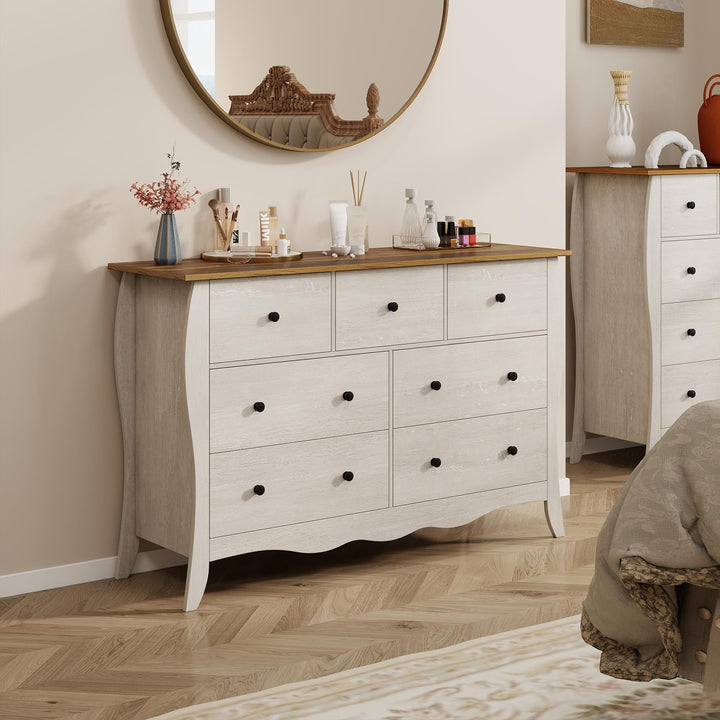 Giantex Storage Cabinet with Foldable &amp; Detachable Fabric Drawers, Anti-Tipping Kit, 47” x 15” x 30.5” Farmhouse Floor Cabinet