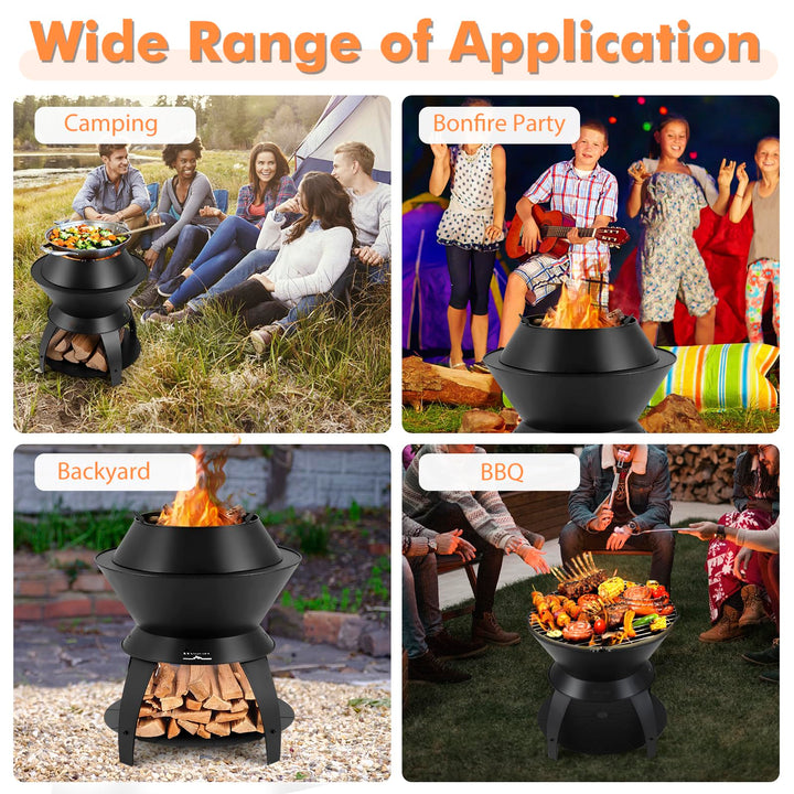 Giantex 3-in-1 Smokeless Fire Pit, 20" Wood Burning Firepit w/Removable Wok Ring &amp; Ash Pan