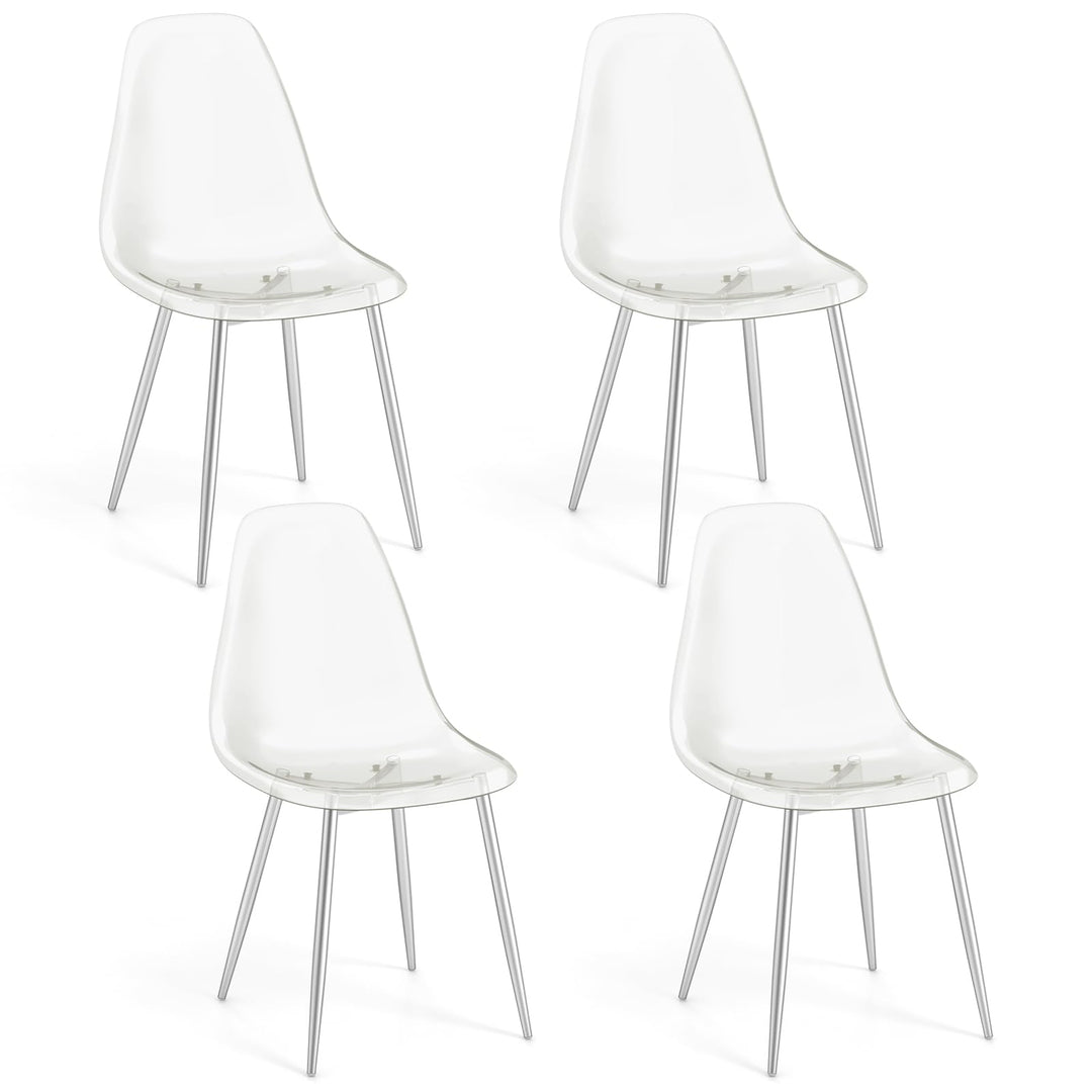 Giantex Clear Dining Chairs Set of 4, Kitchen Chairs w/Transparent Seat &amp; Curved Back