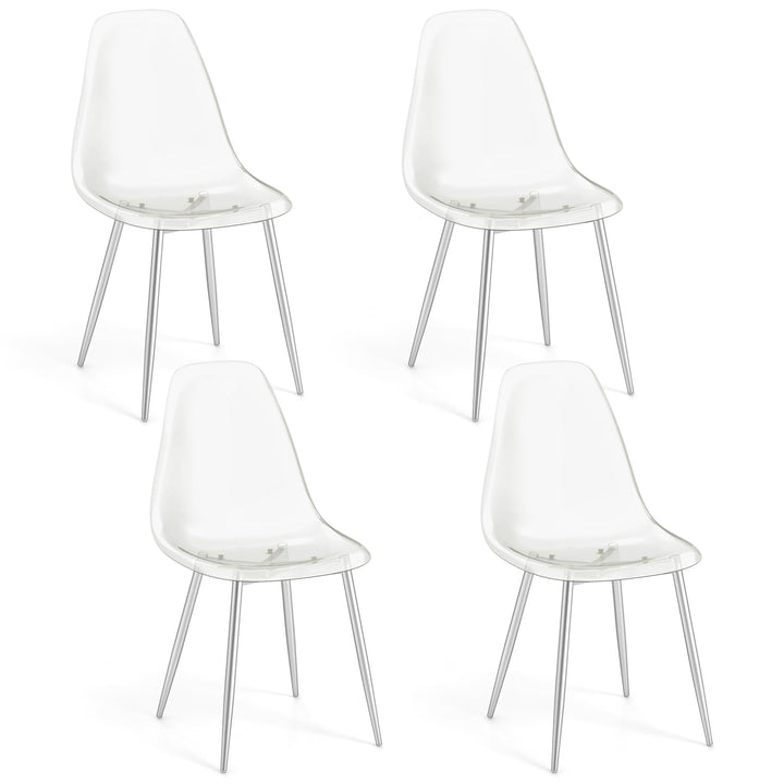 Giantex Clear Dining Chairs Set of 4, Kitchen Chairs w/Transparent Seat &amp; Curved Back