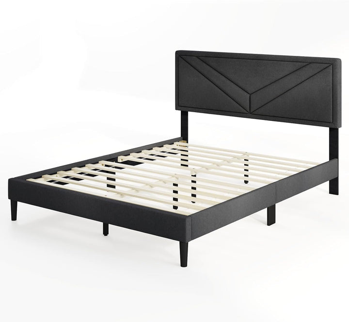 Queen/Full/Twin Size Upholstered Platform Bed Frame with Diagonal Channel Tufted Headboard