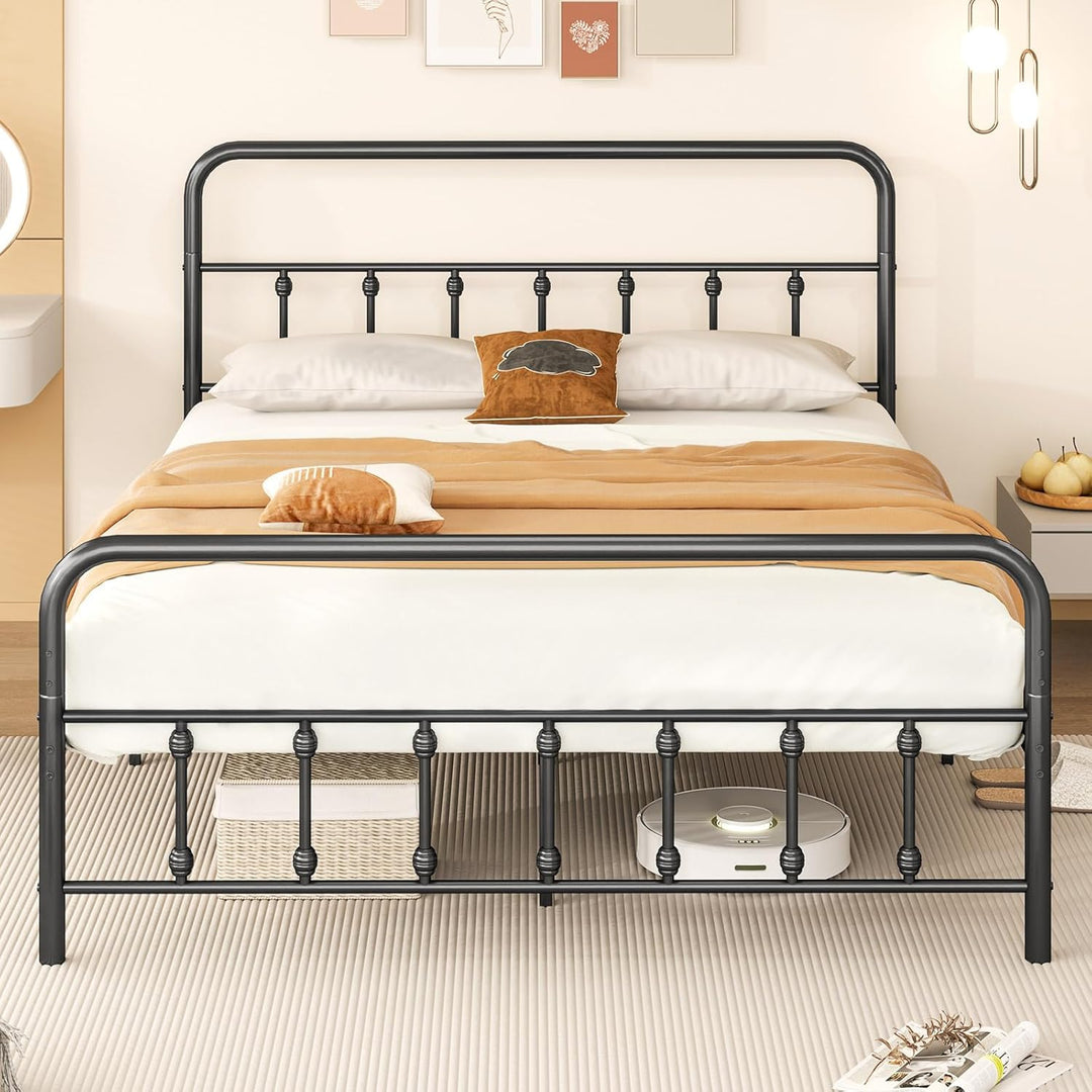 Giantex King/Queen/Full Size Metal Platform Bed Frame, Victorian Style Platform Bed with Headboard &amp; Footboard