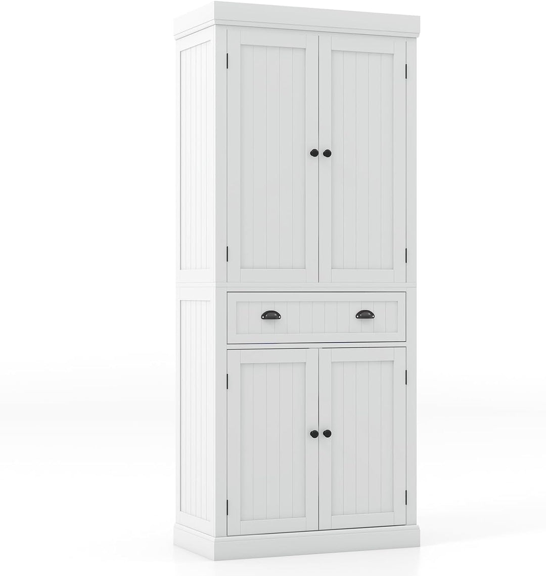 Giantex Pantry Organizers and Storage, 72" Tall Kitchen Cabinet with 2-Door Cabinets &amp; Drawer, Buffet Sideboard