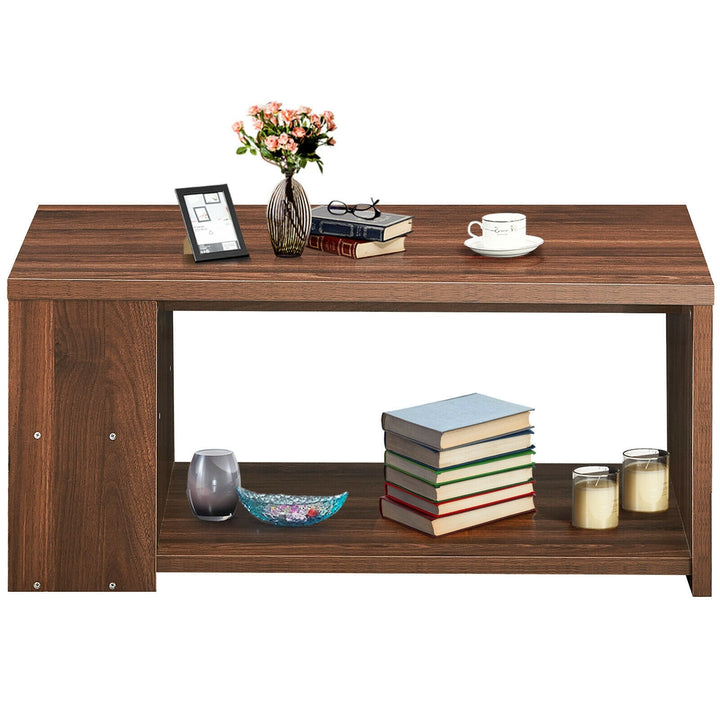 Coffee Table with Storage Shelves Stable Frame,Smooth Surface &amp; Extra Storage Space